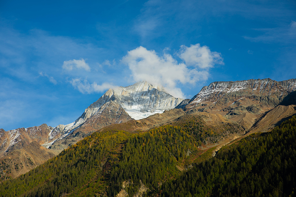 Das Bietschhorn zeigt sich im Herbst von seiner schönsten Seite.