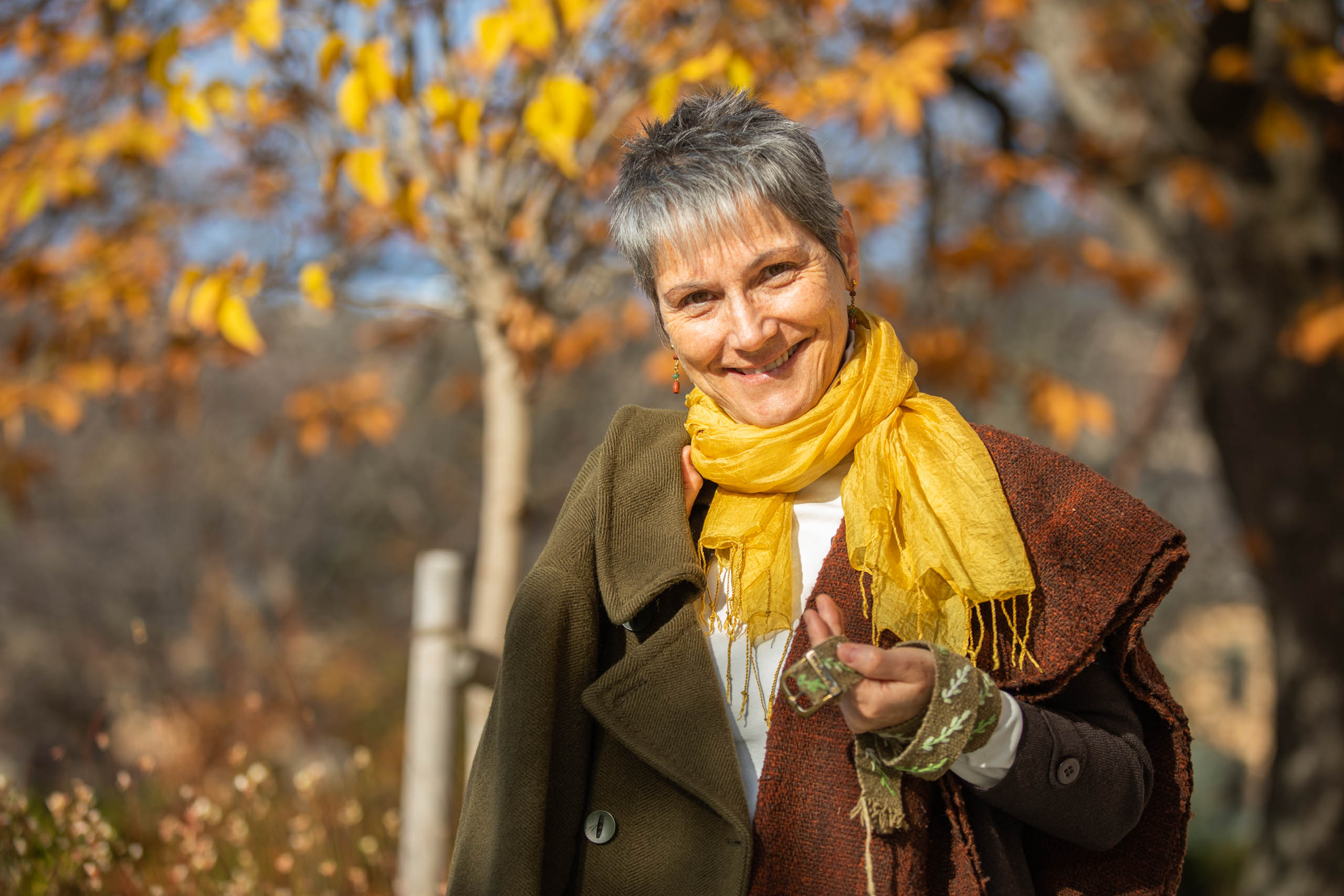 Maria Garrido Otoya trägt selbst viele handgemachte Kleidungsstücke.